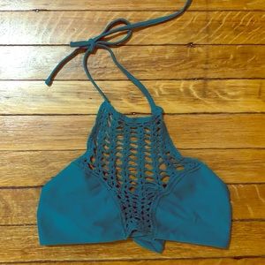 LA Hearts crochet high neck bikini top